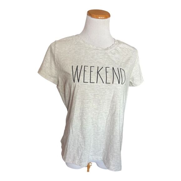 Womens Rae Dunn Weekend Oversized Drop Sleeve Tee Shirt - Sz XL - Picture 2 of 2